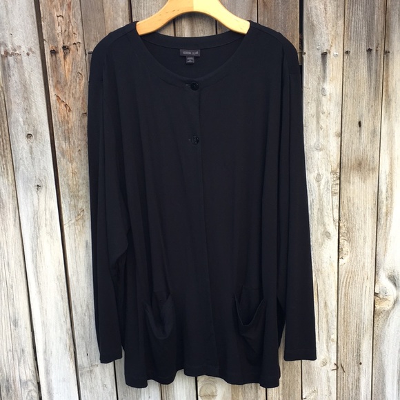 J. Jill Wearever Collection Two Button Crewneck Cardigan Black 4X - Picture 7 of 13